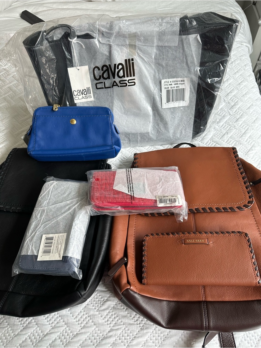assortment of different bags cleaning up the closet five items
